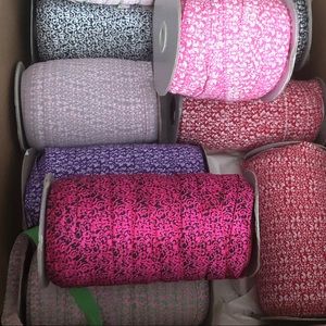 10 Yards RED AND WHITE Foldover Elastic Damask